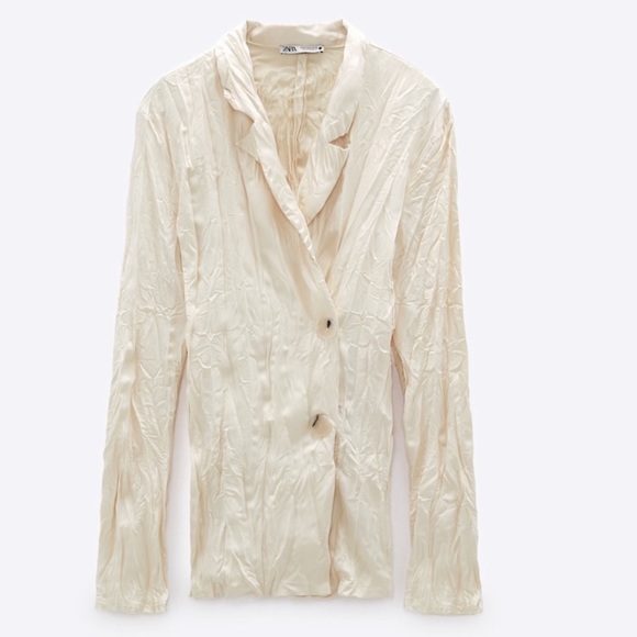 NWT Zara wrinkled effect satin jacket size S - Picture 2 of 5